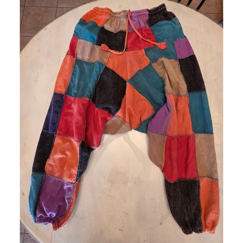 Henna Shoppe Multi-Color Patchwork Harem Pants 100% Cotton Pockets Hippie Boho
